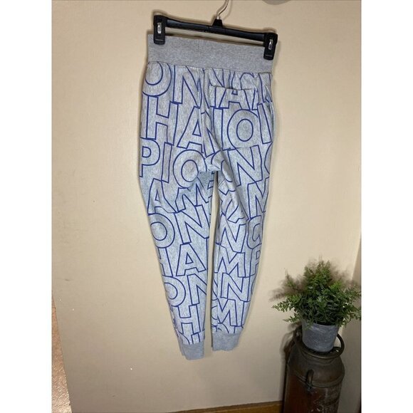 Champion Joggers Sweatpants Mens Size XS Grey Blue Block Letters 3 Pocket - Picture 3 of 8